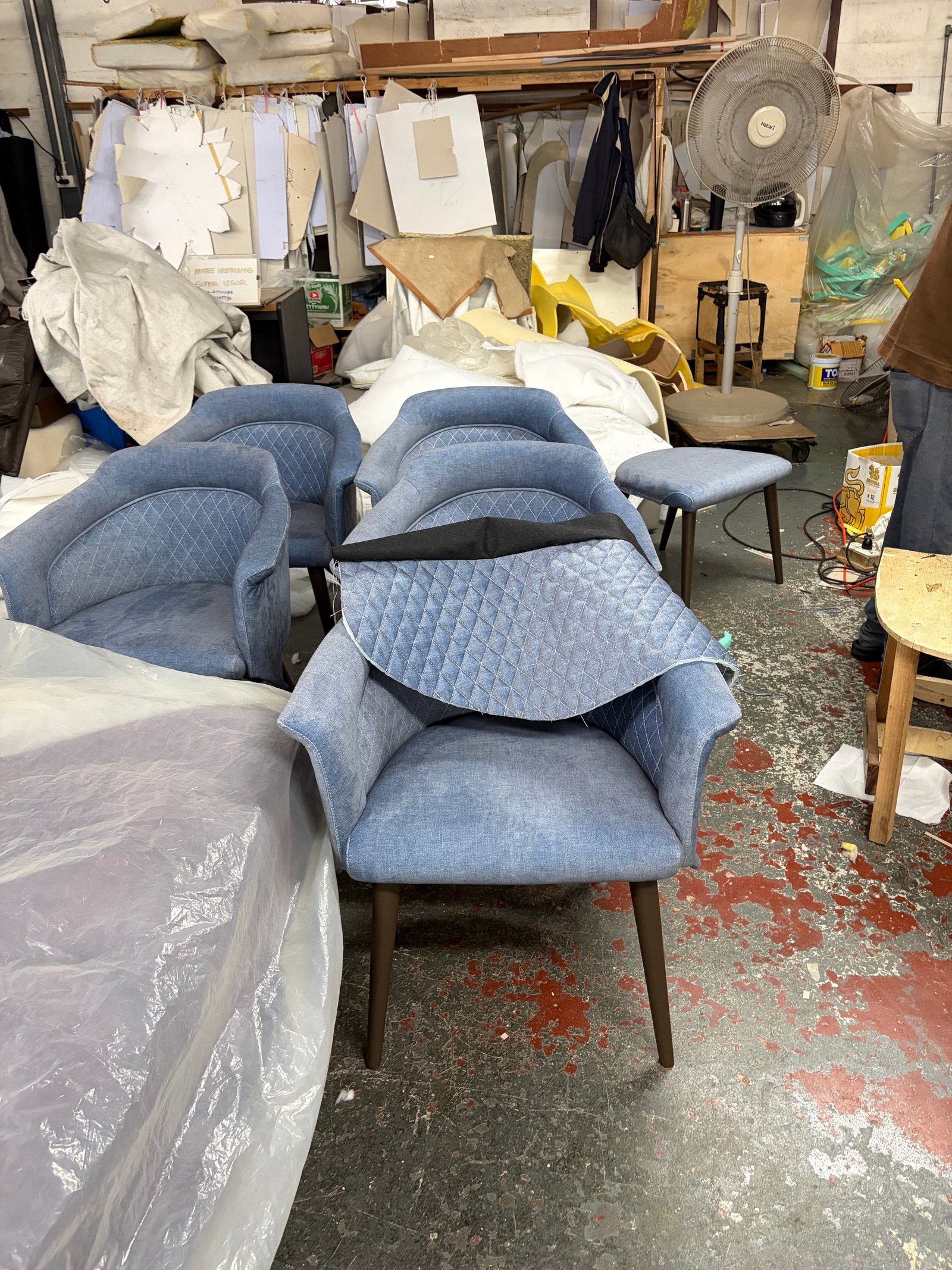 Finished upholstered chairs ready for shipping